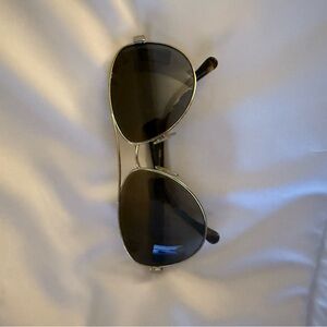 Burberry Black and Silver Aviator Sunglasses